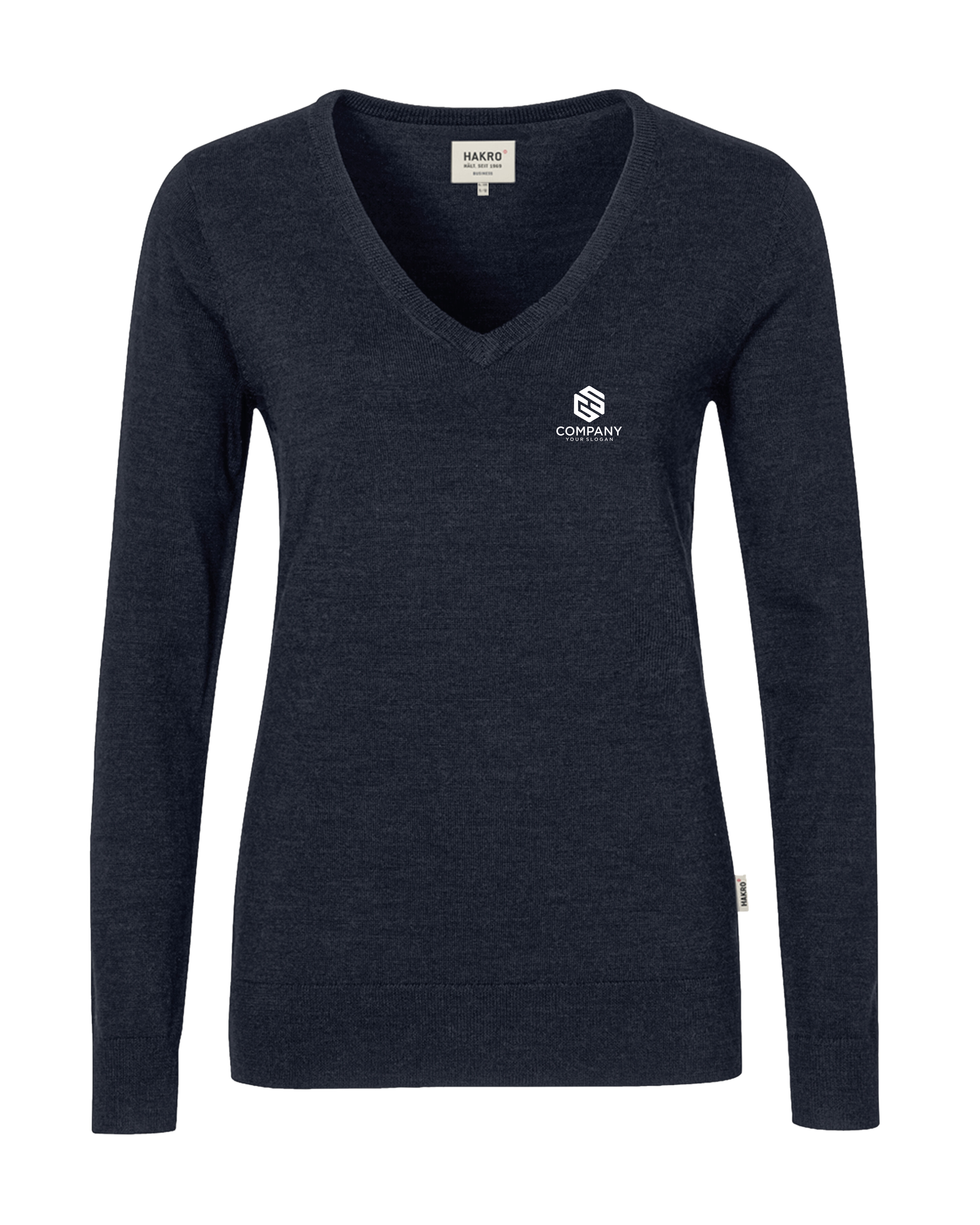 Damen V-Pullover Merino-Wolle